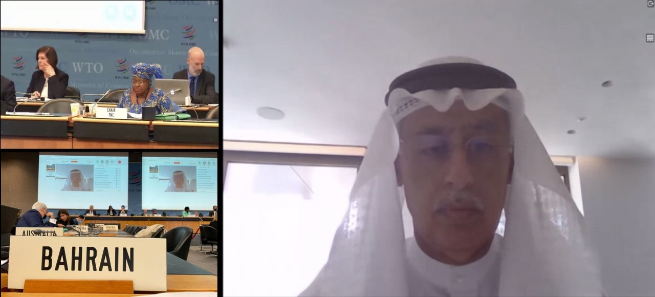 وزير الصناعة والتجارة والسياحة مشاركا و ممثلا عن مملكة البحرين في اجتماع لجنة المفاوضات التجارية الوزارية بمنظمة التجارة العالمية المتعلق بدعم قطاع مصائد الأسماك