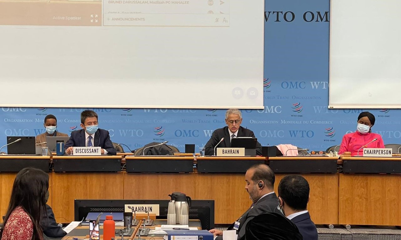 وزير الصناعة والتجارة والسياحة يترأس وفد مملكة البحرين المشارك في اجتماع مراجعة السياسات التجارية الرابعة لمملكة البحرين في منظمة التجارة العالمية المنعقدة بجنيف